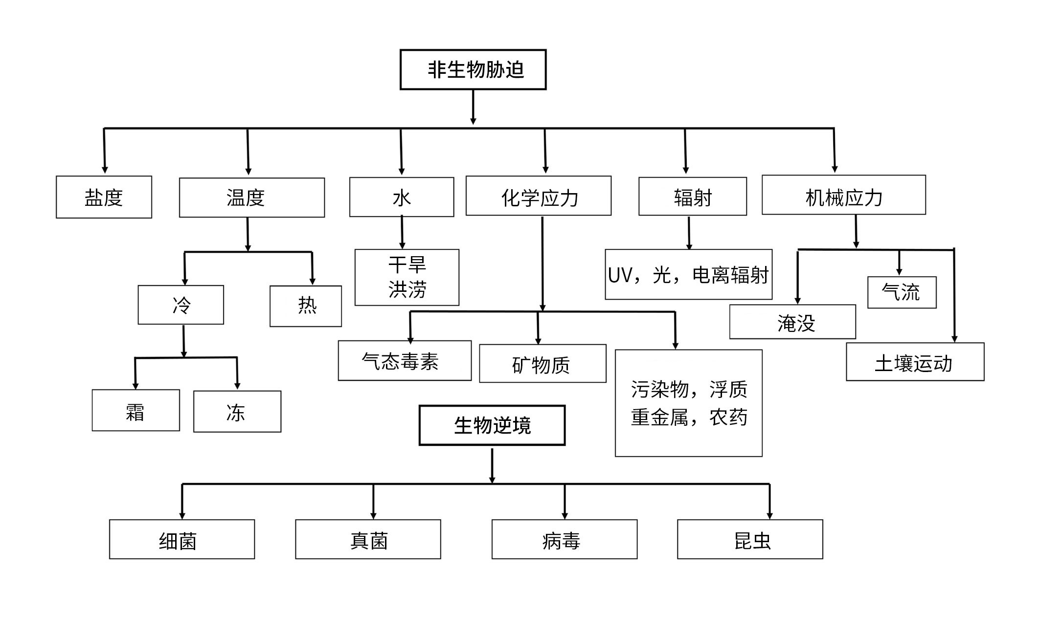 不同形式的生物和非生物胁迫的流程图